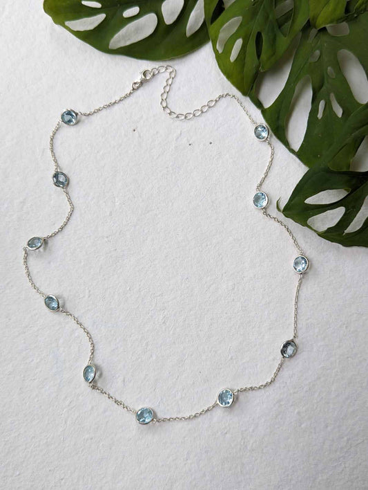 Silver 92.5 Blue Topaz Necklace