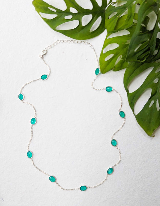 Silver 92.5 Green Onyx Necklace