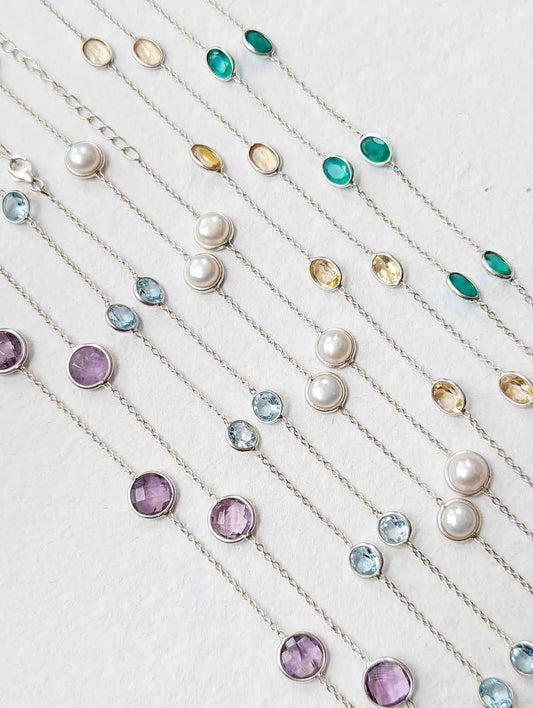 Silver 92.5 Blue Topaz Necklace