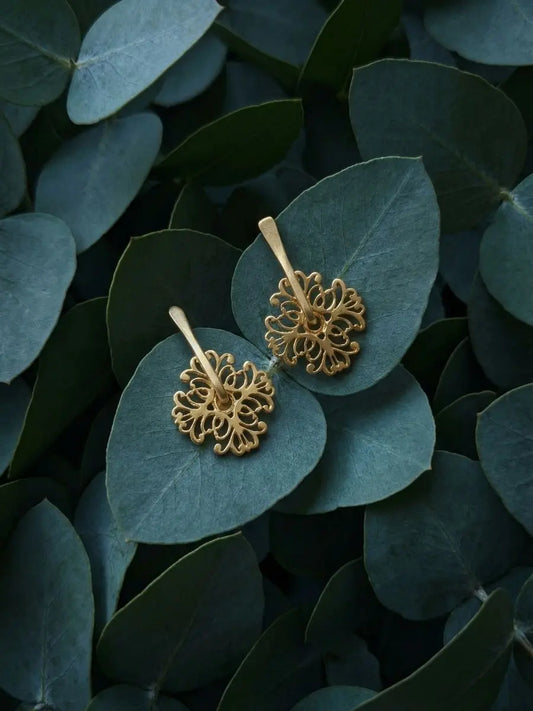 Floral 92.5 silver gold plated  earring