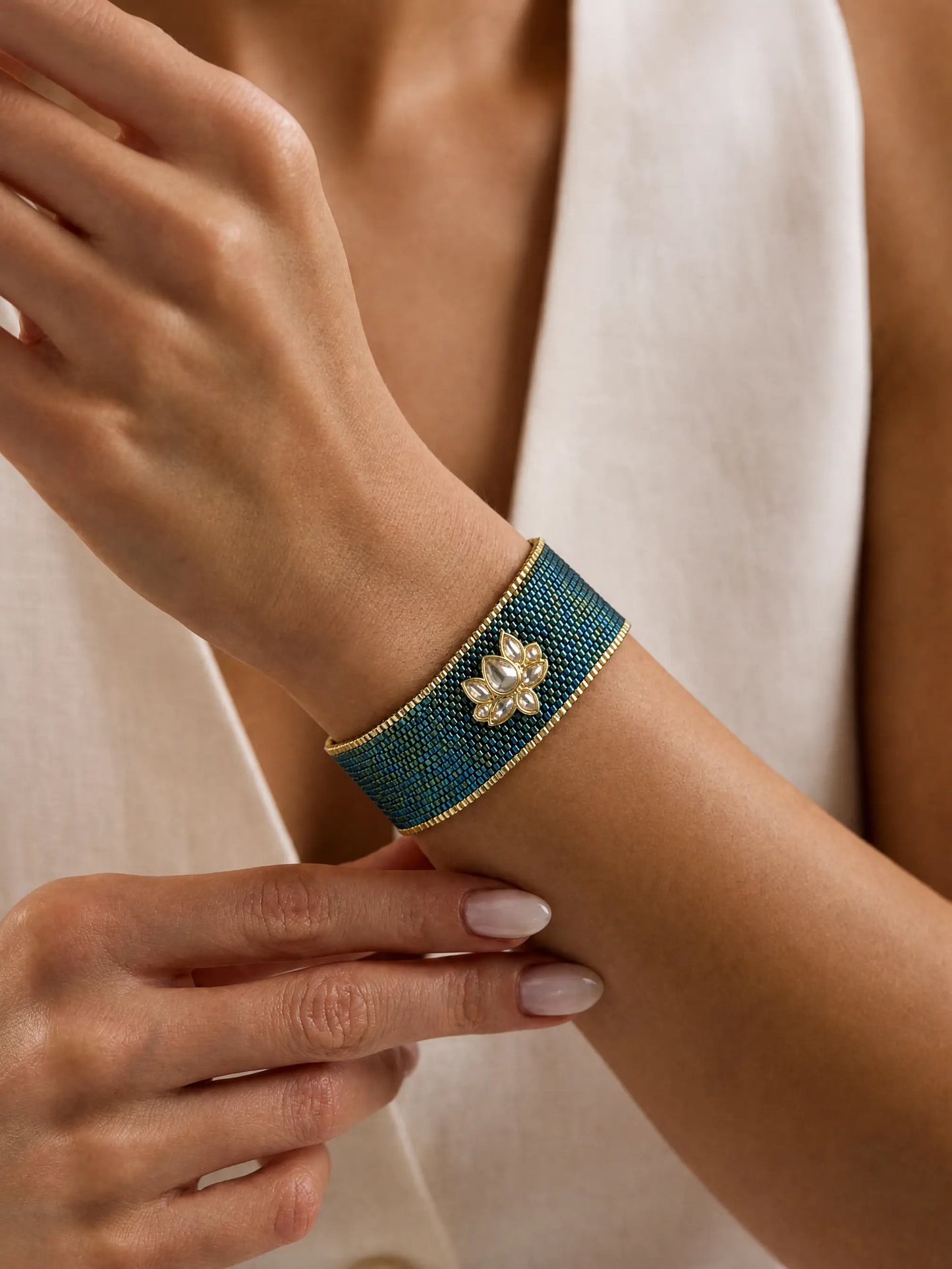 Midnight Bloom Beaded Bracelet & Earrings Set