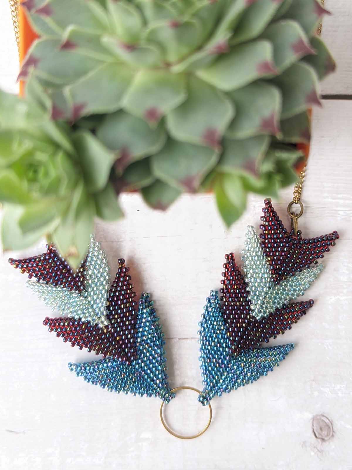 Hydrangea hues handmade beaded necklace
