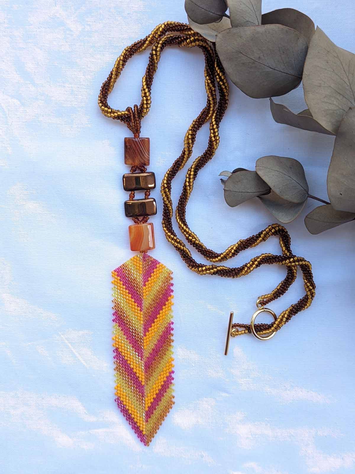 Aztec Arrowhead Handmade Beaded Necklace