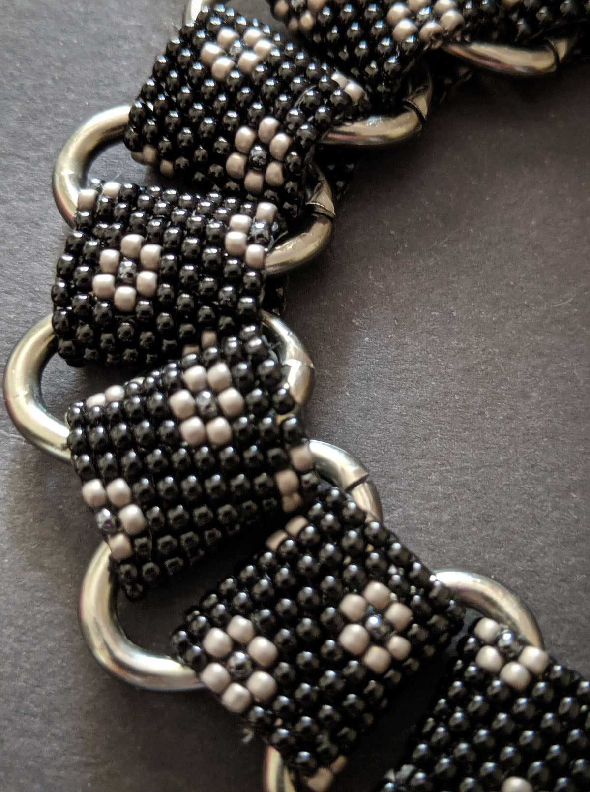 Black Chain Links-Handmade Beaded Bracelet