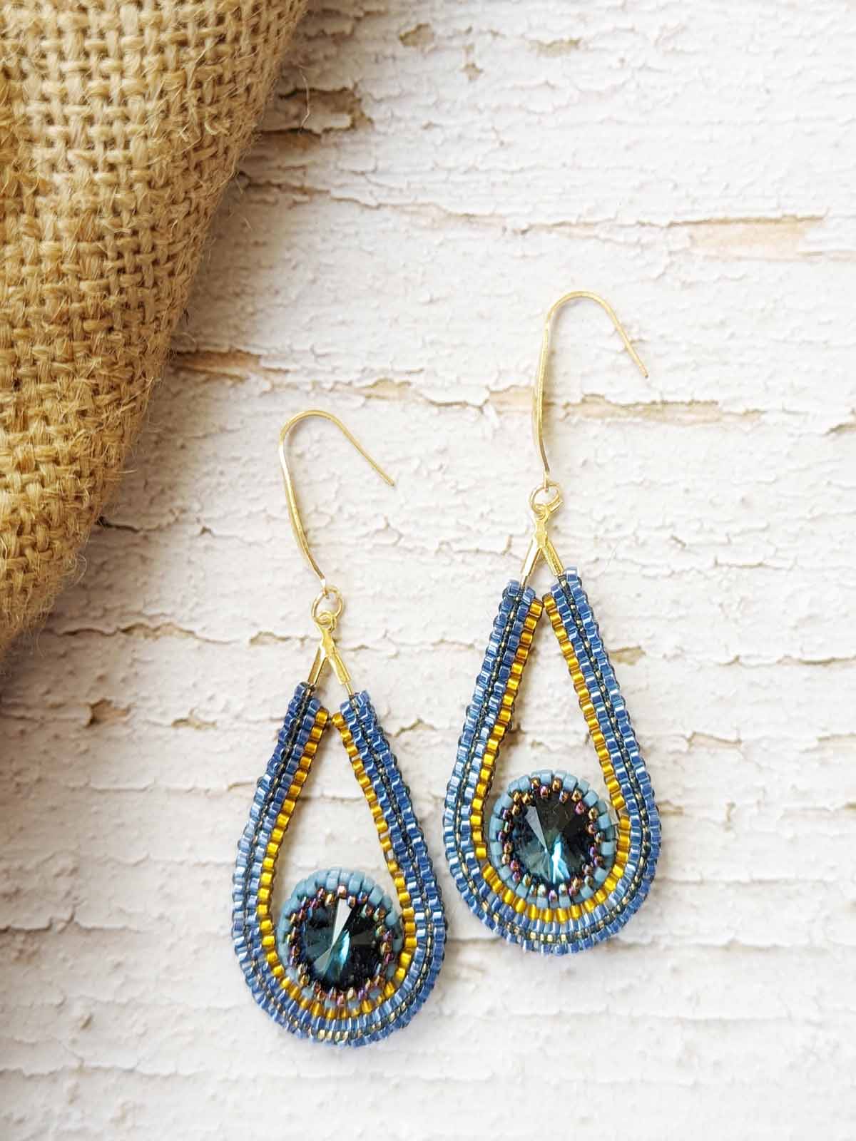 Blue Bird Crystal Earrings