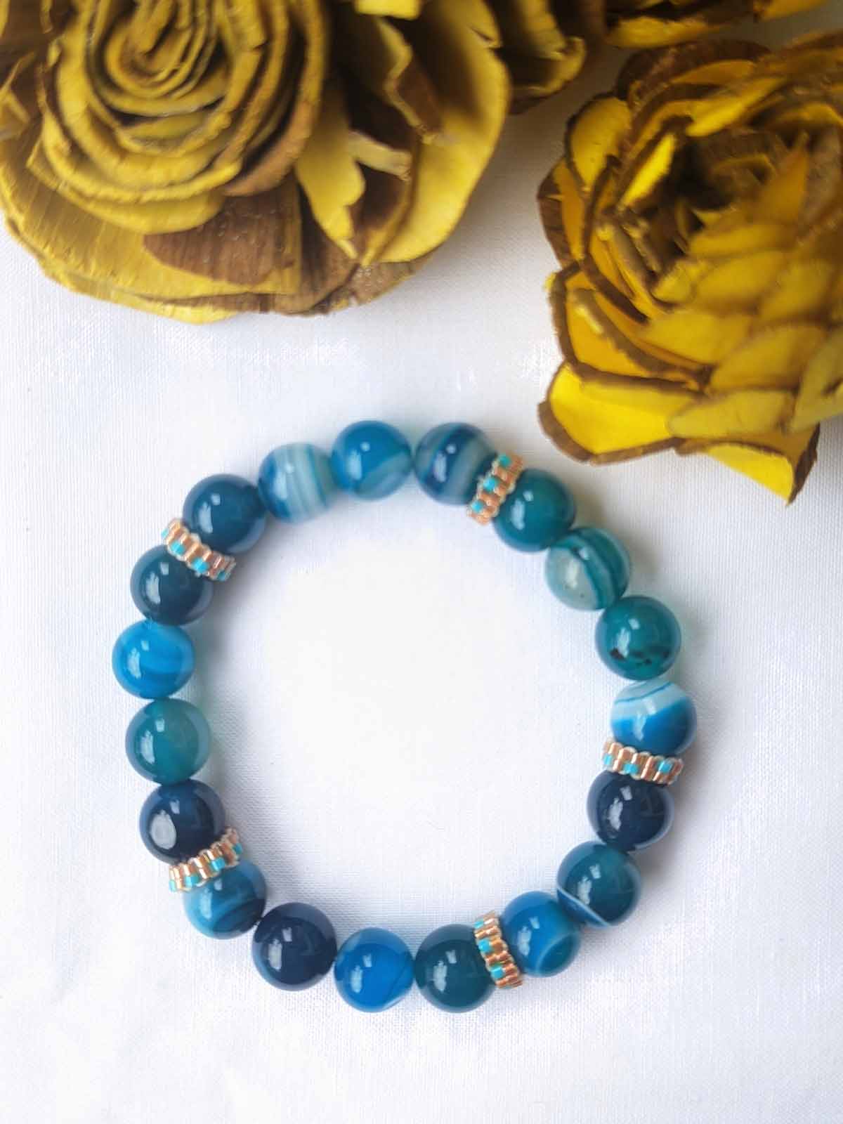 Blue & Brown Onyx Stacked Bracelet