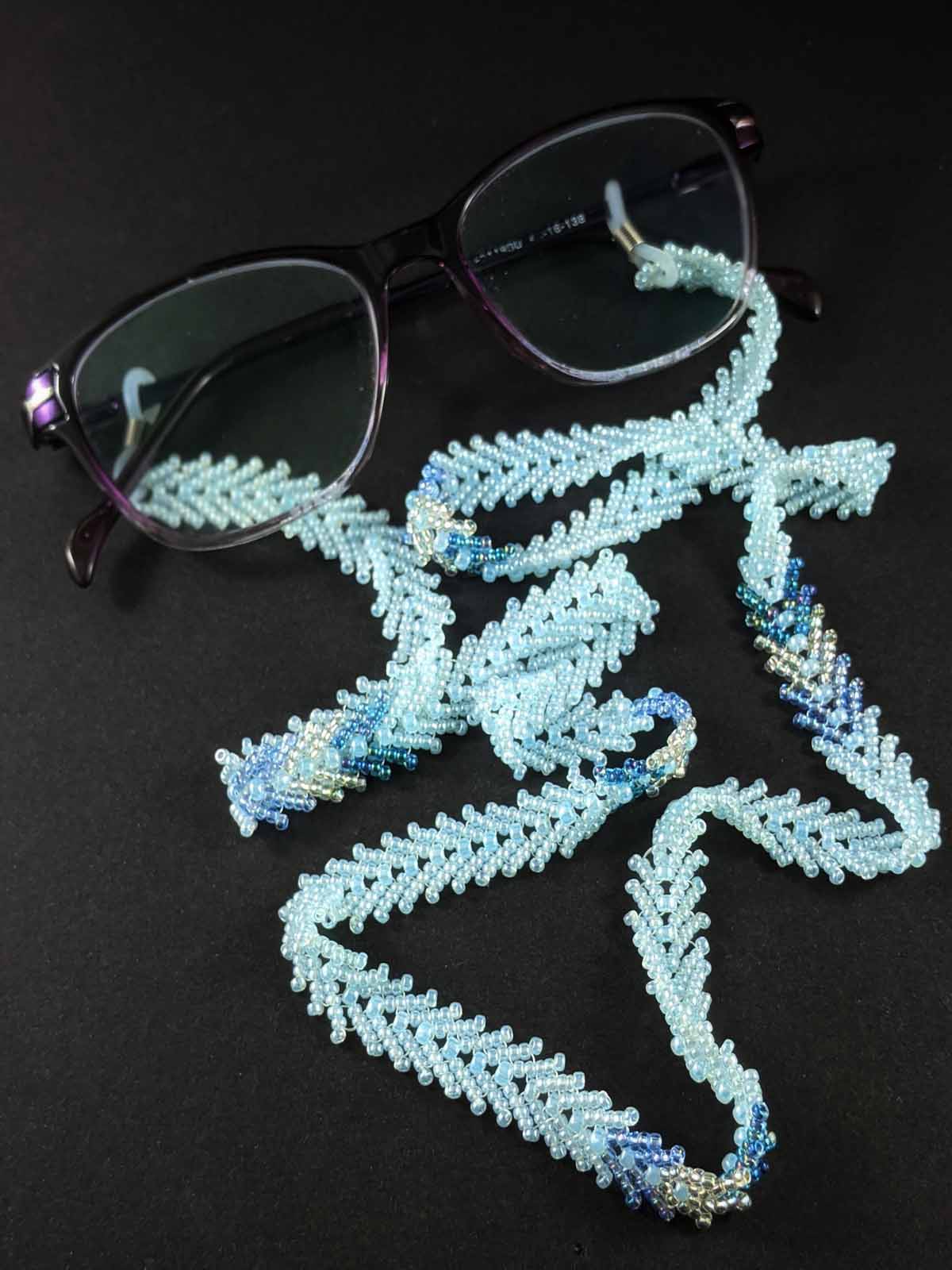 Handmade Beaded Eyeglass Rope - Icy Blue