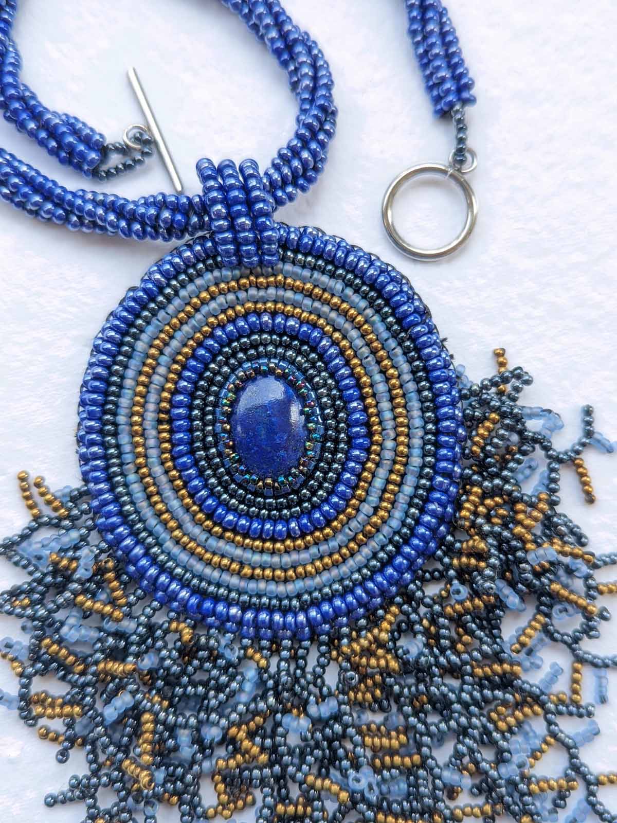 Blue Lapis Waterfall Fringe Handmade Beaded Necklace – Risham Jewelry