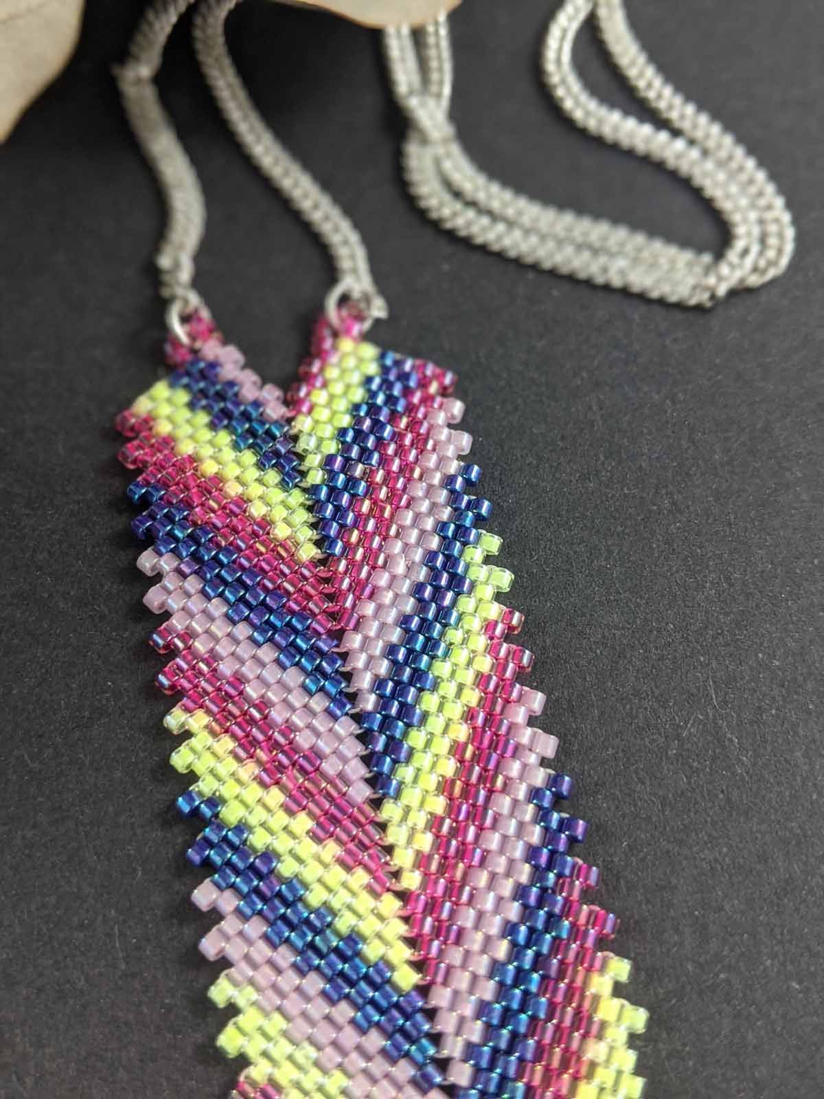 Pink Aztec Arrowhead Handmade Beaded Necklace