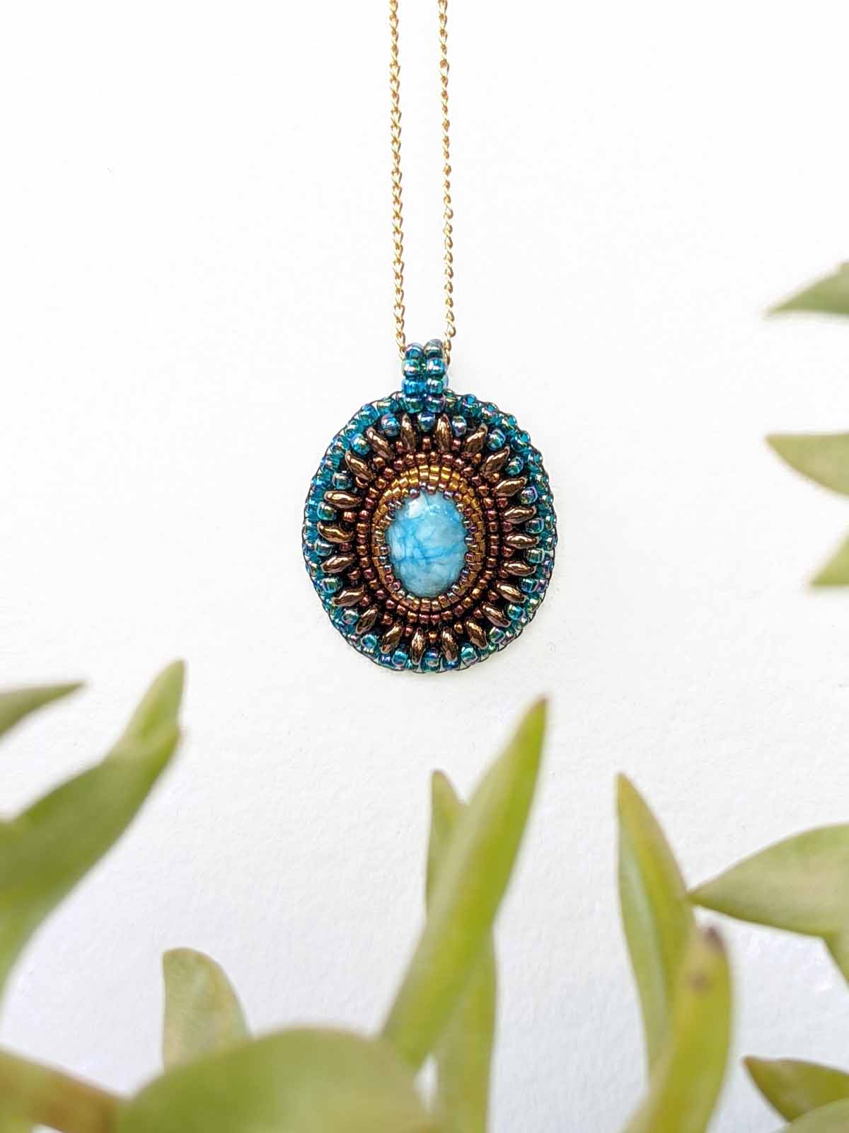 Turquoise Rain Long Handmade Beaded Necklace