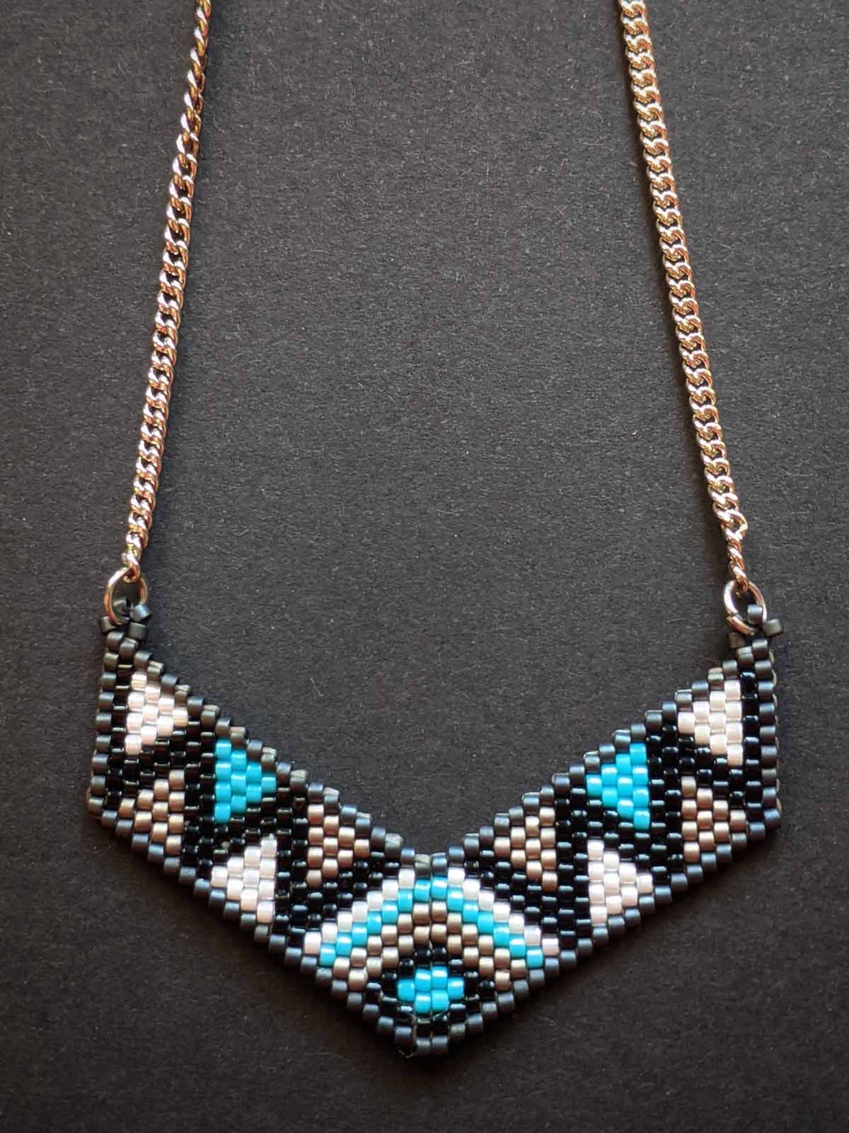 The V Necklace in Black & Turquoise